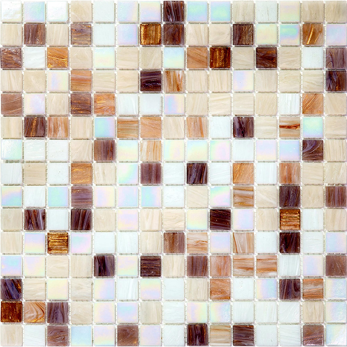 Apollo Tile Mingles White and Brown 12-in x 12-in Glossy Glass Uniform Squares Floor and Wall Tile (20-sq. ft/ Carton)