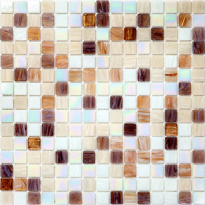 Apollo Tile Mingles White and Brown 12-in x 12-in Glossy Glass Uniform Squares Floor and Wall Tile (20-sq. ft/ Carton)