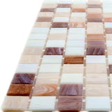 Apollo Tile Mingles White and Brown 12-in x 12-in Glossy Glass Uniform Squares Floor and Wall Tile (20-sq. ft/ Carton)