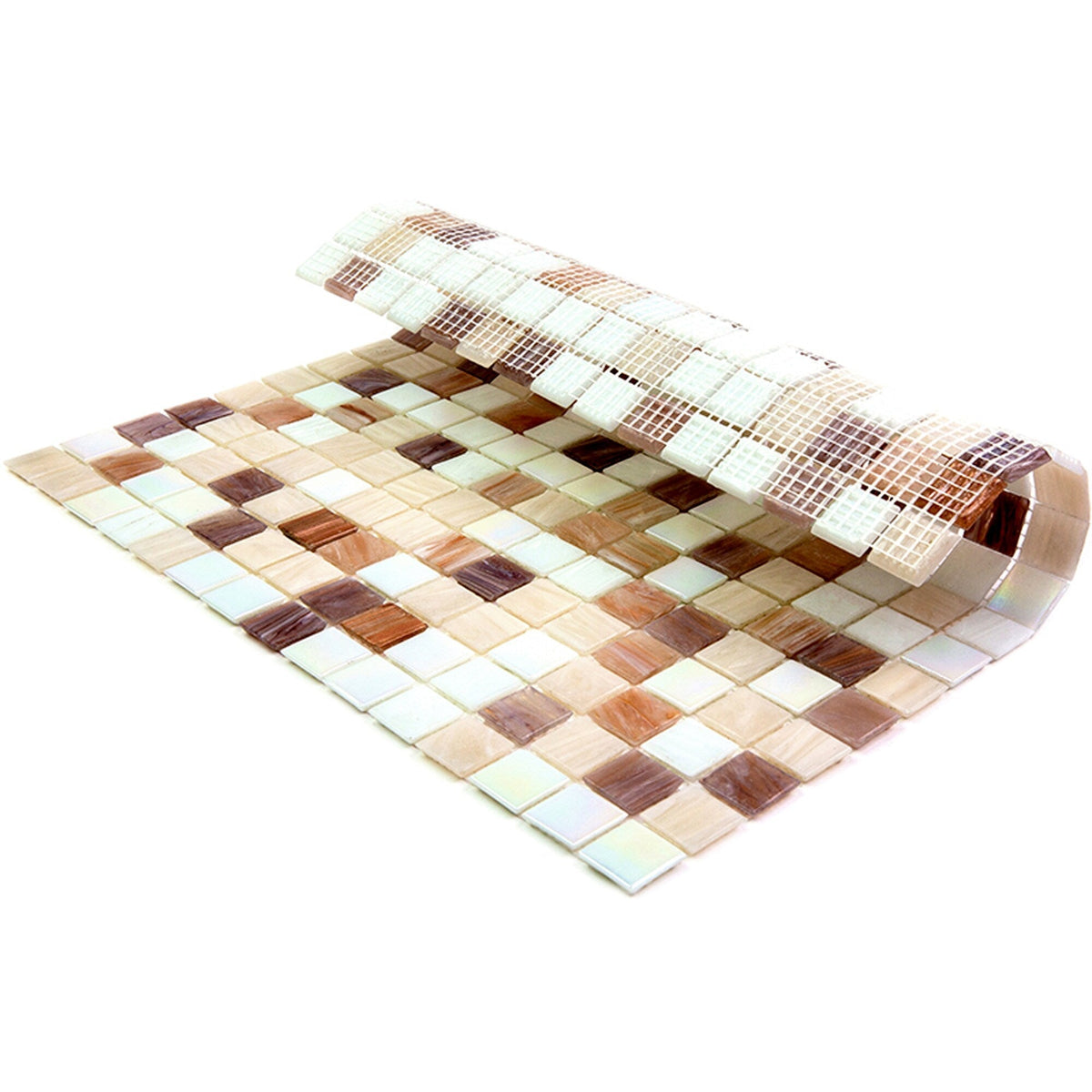 Apollo Tile Mingles White and Brown 12-in x 12-in Glossy Glass Uniform Squares Floor and Wall Tile (20-sq. ft/ Carton)