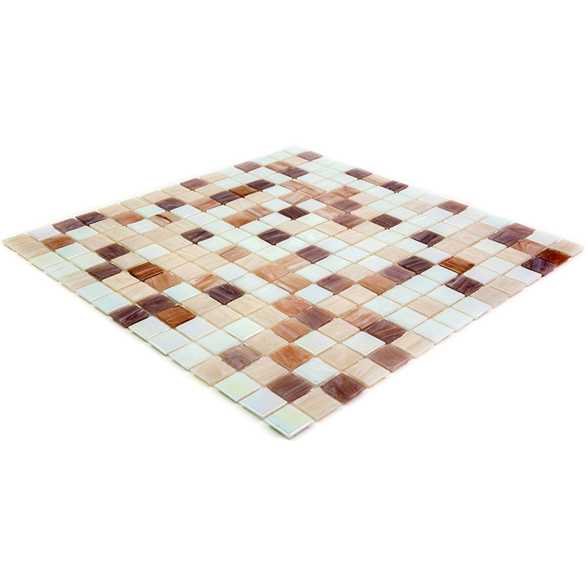 Apollo Tile Mingles White and Brown 12-in x 12-in Glossy Glass Uniform Squares Floor and Wall Tile (20-sq. ft/ Carton)