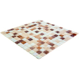 Apollo Tile Mingles White and Brown 12-in x 12-in Glossy Glass Uniform Squares Floor and Wall Tile (20-sq. ft/ Carton)