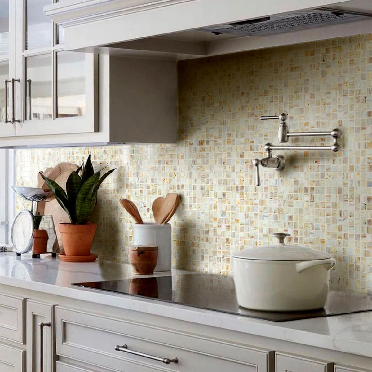 Apollo Tile Celestial Beige 12-in x 12-in Glossy Glass Uniform Squares Floor and Wall Tile (20-sq. ft/ Carton)