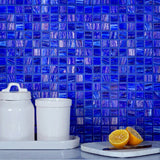 Apollo Tile Celestial Egyptian Blue 12-in x 12-in Glossy Glass Uniform Squares Floor and Wall Tile (20-sq. ft/ Carton)