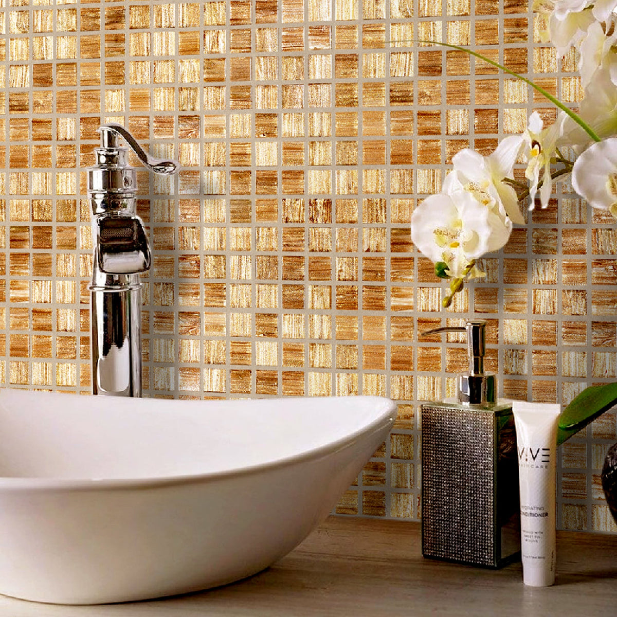 Apollo Tile Celestial Copper Brown 12-in x 12-in Glossy Glass Uniform Squares Floor and Wall Tile (20-sq. ft/ Carton)