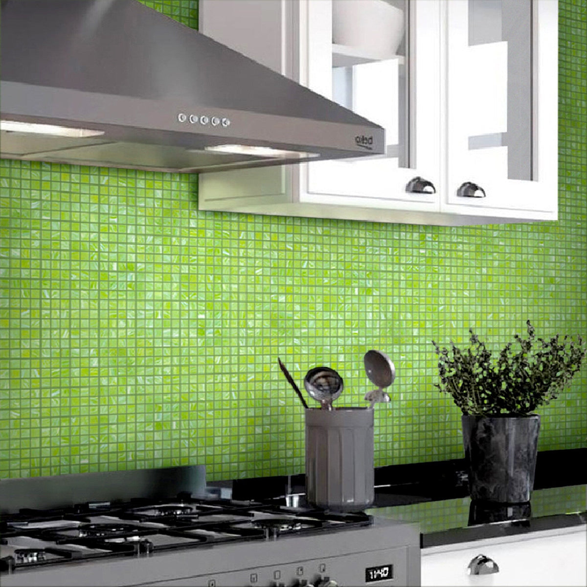 Apollo Tile Celestial Green Lizard 12-in x 12-in Glossy Glass Uniform Squares Floor and Wall Tile (20-sq. ft/ Carton)