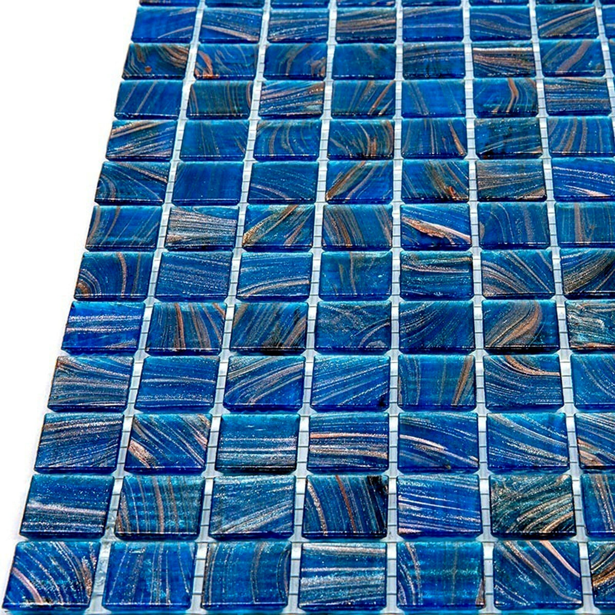 Apollo Tile Celestial Yale Blue and Gold 12-in x 12-in Glossy Glass Uniform Squares Floor and Wall Tile (20-sq. ft/ Carton)