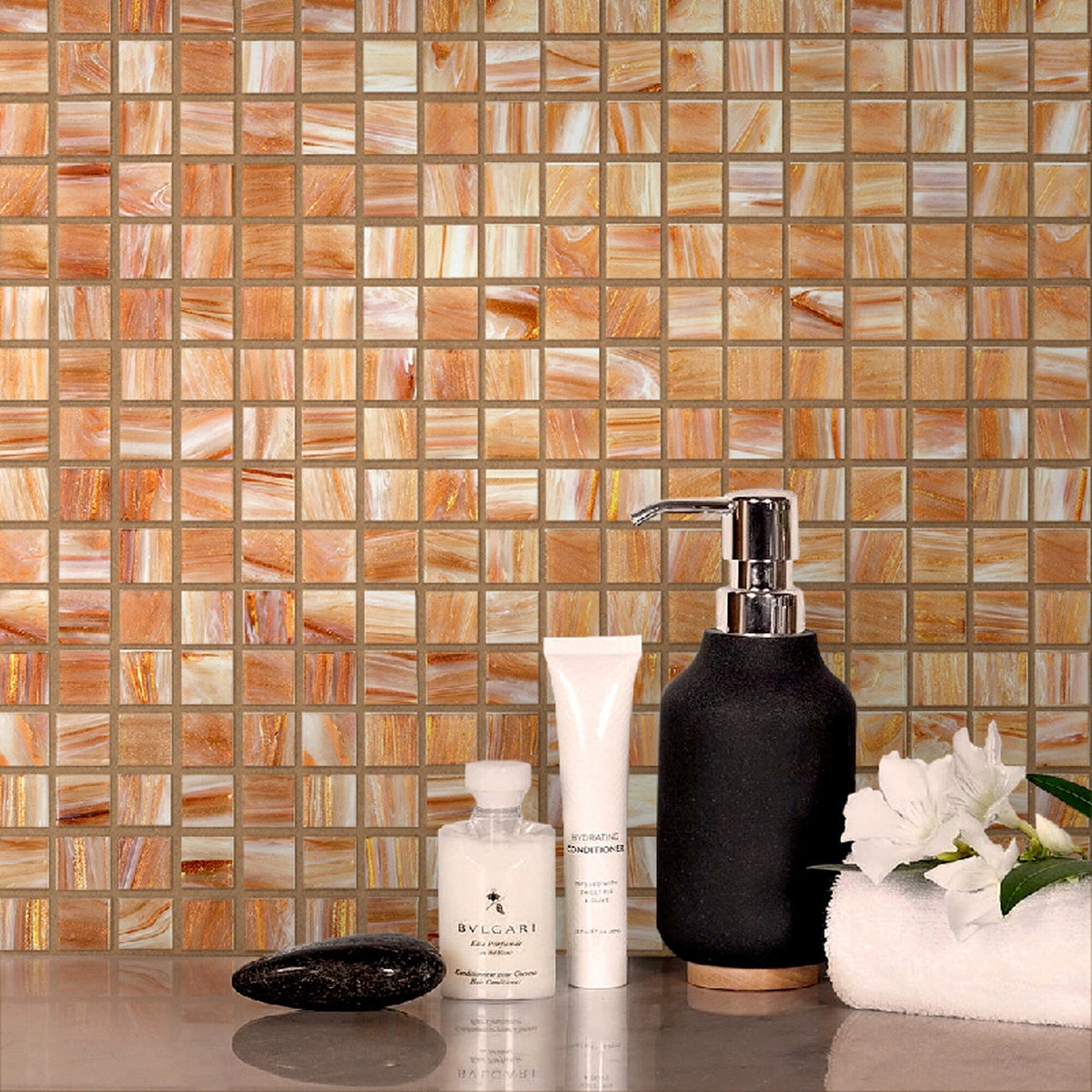 Apollo Tile Celestial Linen Beige 12-in x 12-in Glossy Glass Uniform Squares Floor and Wall Tile (20-sq. ft/ Carton)