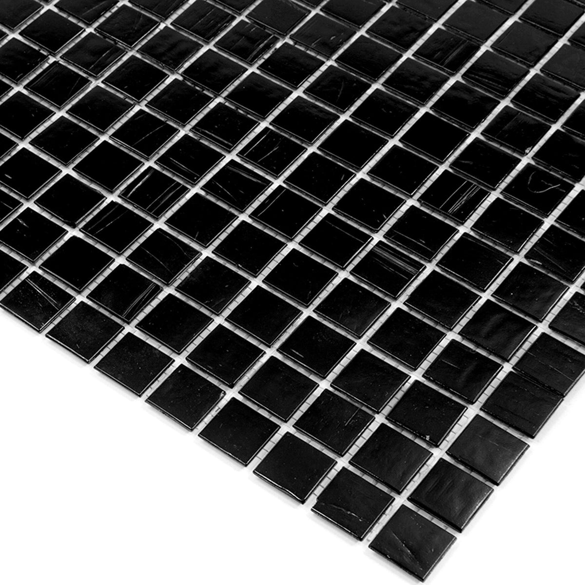 Apollo Tile Celestial Black 12-in x 12-in Glossy Glass Uniform Squares Floor and Wall Tile (20-sq. ft/ Carton)