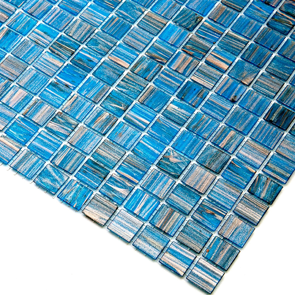 Apollo Tile Celestial Blue and Gold 12-in x 12-in Glossy Glass Uniform Squares Floor and Wall Tile (20-sq. ft/ Carton)