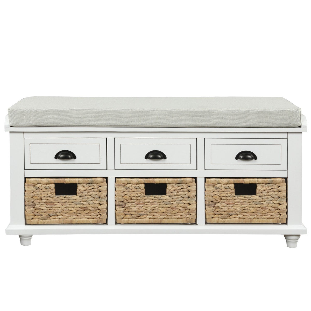Mondawe Rustic White Storage Bench 42.1-in x 15.4-in x 18.7-in