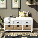 Mondawe Rustic White Storage Bench 42.1-in x 15.4-in x 18.7-in