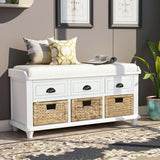 Mondawe Rustic White Storage Bench 42.1-in x 15.4-in x 18.7-in