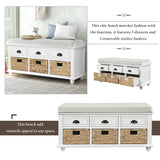 Mondawe Rustic White Storage Bench 42.1-in x 15.4-in x 18.7-in
