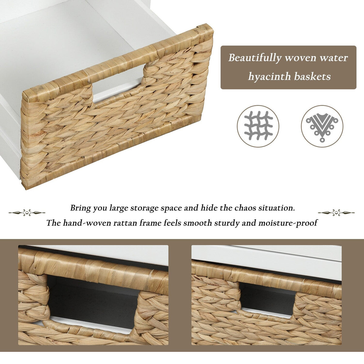 Mondawe Rustic White Storage Bench 42.1-in x 15.4-in x 18.7-in