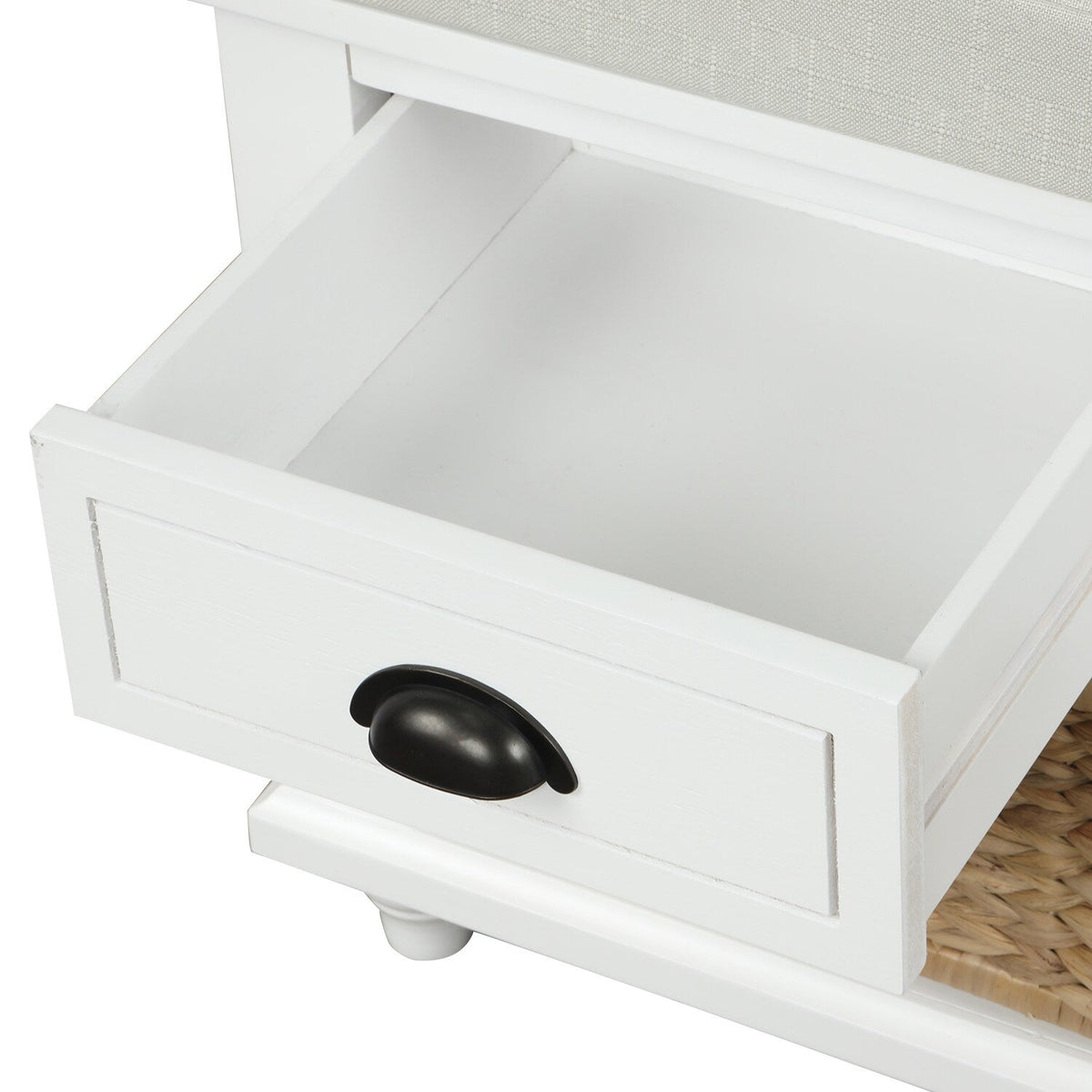 Mondawe Rustic White Storage Bench 42.1-in x 15.4-in x 18.7-in