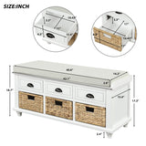 Mondawe Rustic White Storage Bench 42.1-in x 15.4-in x 18.7-in