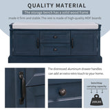 Mondawe Rustic Blue Storage Bench 42.5-in x 15.9-in x 17.5-in