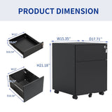 Mondawe Black 2-Drawer 15.35-in File Cabinet