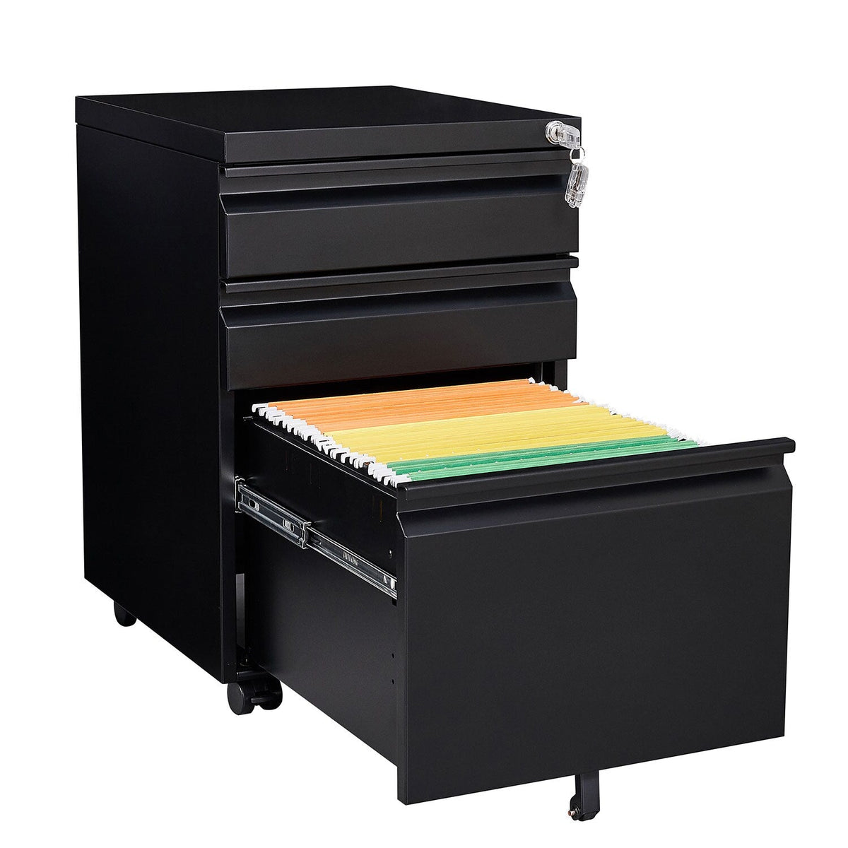 Mondawe Black 3-Drawer 15.35-in File Cabinet