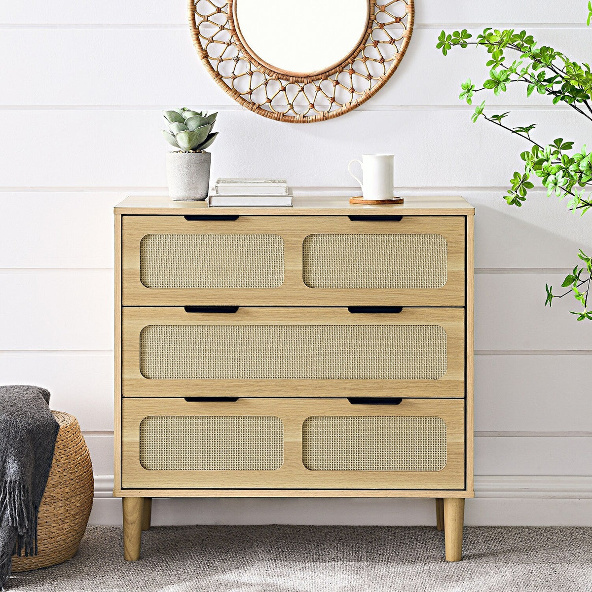 SINOFURN Wood 3-Drawer Accent Chest