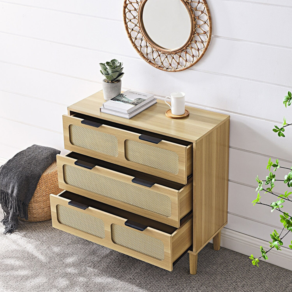 SINOFURN Wood 3-Drawer Accent Chest