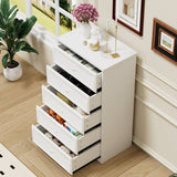 SINOFURN Traditional White Wood Accent Chest with Rattan Door Panels and Adjustable Shelves