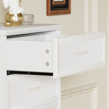 SINOFURN Traditional White Wood Accent Chest with Rattan Door Panels and Adjustable Shelves