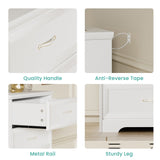 SINOFURN Traditional White Wood Accent Chest with Rattan Door Panels and Adjustable Shelves