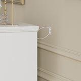 SINOFURN Traditional White Wood Accent Chest with Rattan Door Panels and Adjustable Shelves