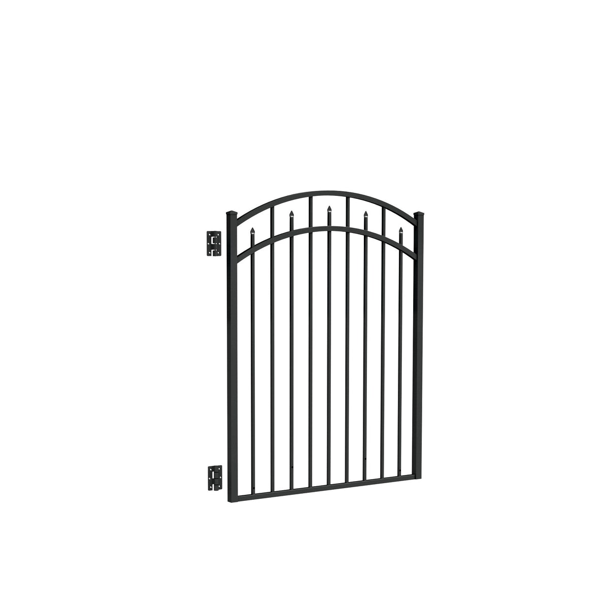 Freedom Concord 4-1/2-ft H x 4-ft W Black Aluminum Spaced Picket Flat-top Decorative Fence Gate