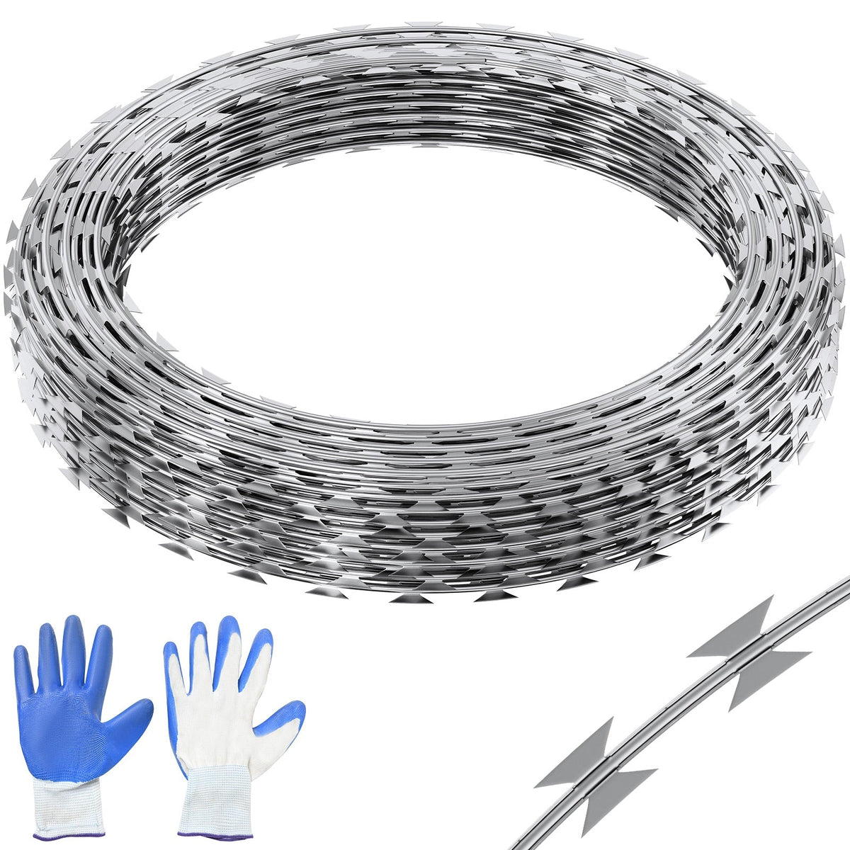 VEVOR 2-Roll Razor Wires x 1-1/2-in W Gray/Silver Galvanized Steel Round Yard Fence Rail