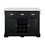 Steve Silver Black Wood Base with Faux Marble Top Kitchen Island (48-in x 28-in x 36-in)