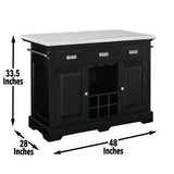 Steve Silver Black Wood Base with Faux Marble Top Kitchen Island (48-in x 28-in x 36-in)