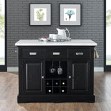 Steve Silver Black Wood Base with Faux Marble Top Kitchen Island (48-in x 28-in x 36-in)
