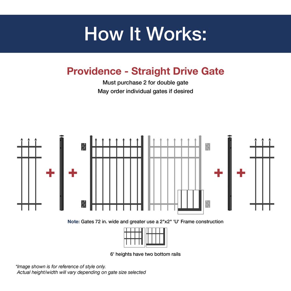 Freedom Providence 5-ft H Black Aluminum Spaced Picket Arched-top Decorative Fence Gate