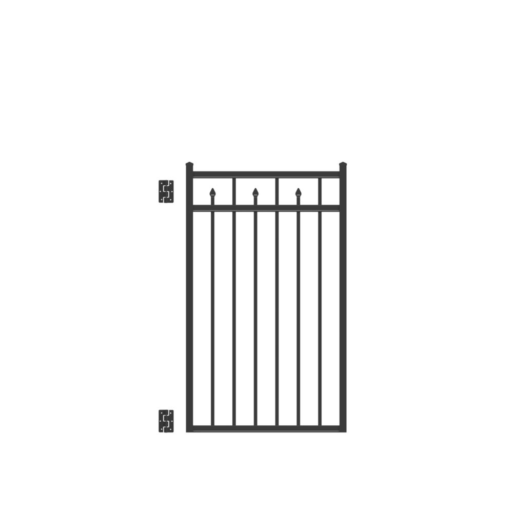 Freedom Concord 4-1/2-ft H Black Aluminum Spaced Picket Flat-top Decorative Fence Gate