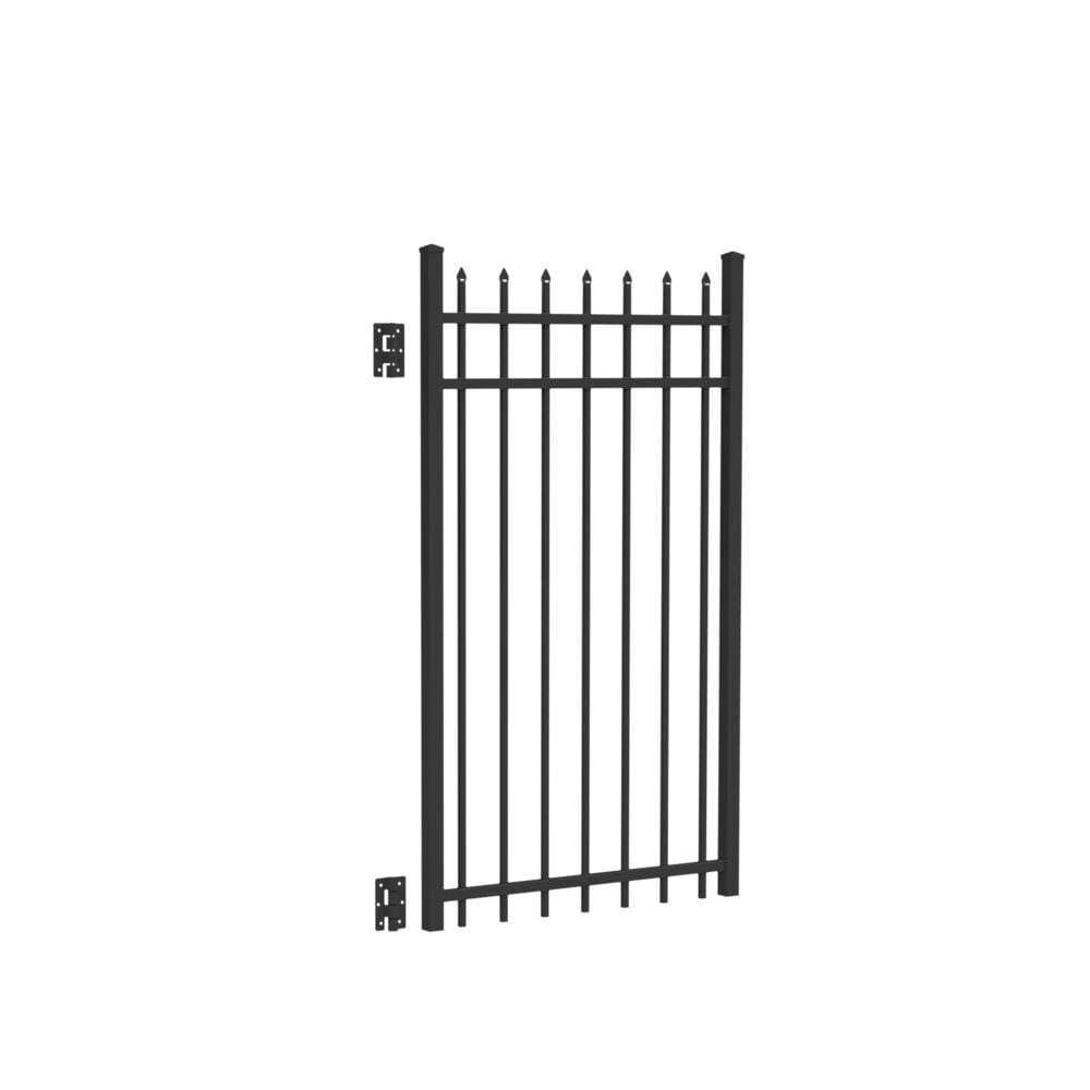 Freedom Providence 5-ft H Black Aluminum Spaced Picket Arched-top Decorative Fence Gate