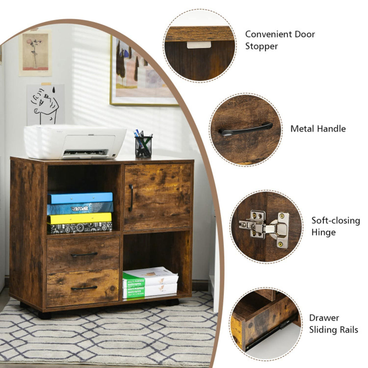 Mondawe Brown 2-Drawer 31.5-in File Cabinet