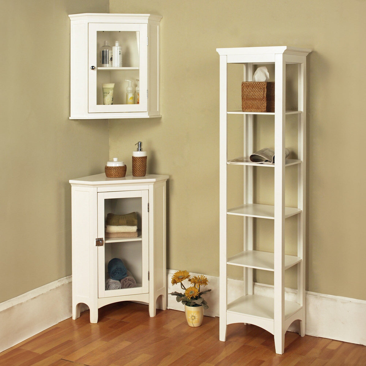 Teamson Home Madison 15-in x 63-in x 13-in White Freestanding Linen Cabinet