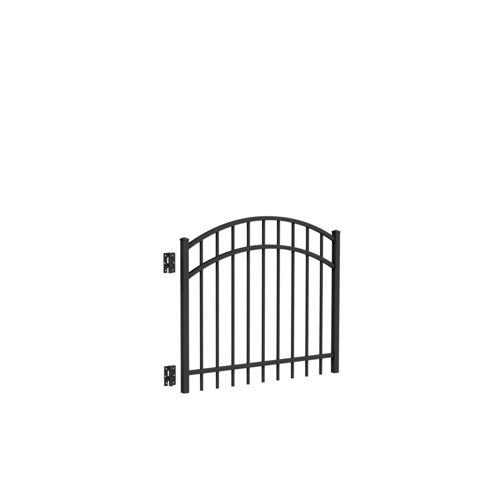 Freedom New Haven 3-ft H x 4-ft W Black Aluminum Spaced Picket Decorative Walk-thru Fence Gate