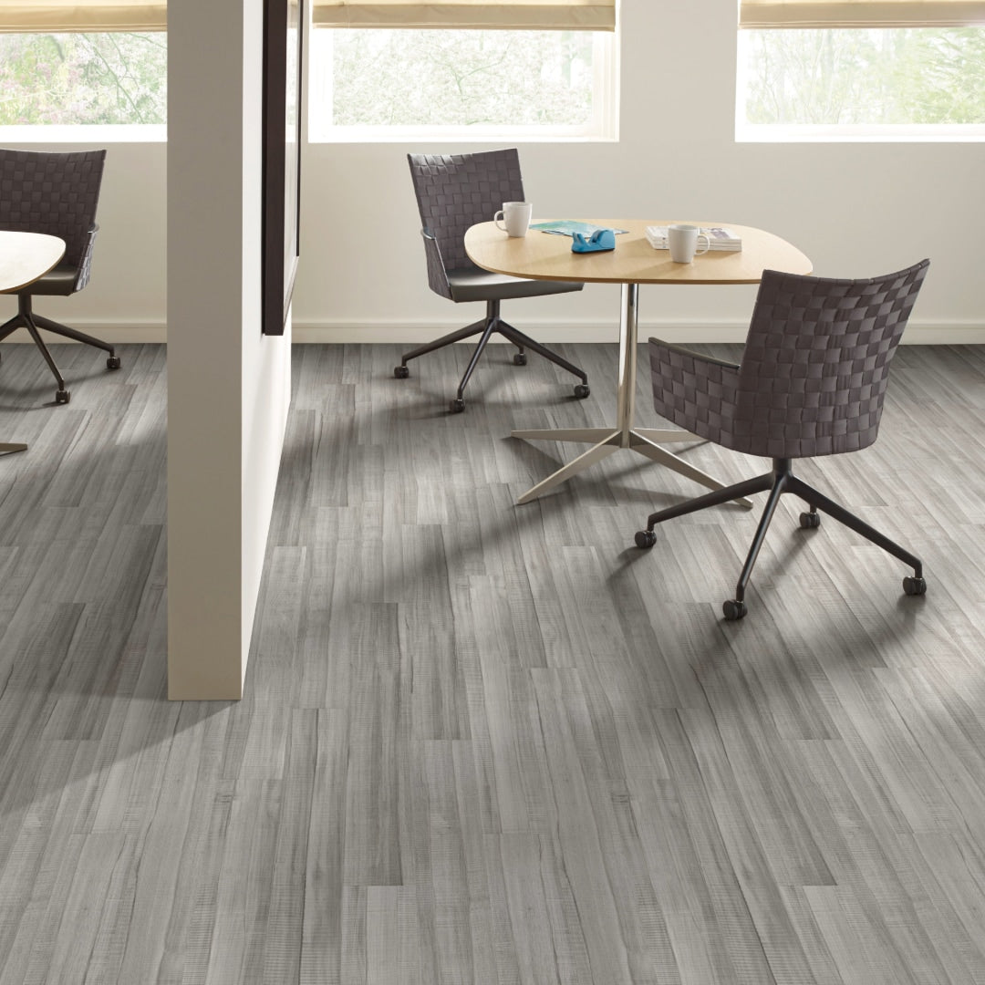 Shaw (Sample) Westwork Brevard Gray Wood Look 12-mil Waterproof Glue Down Luxury Vinyl Plank