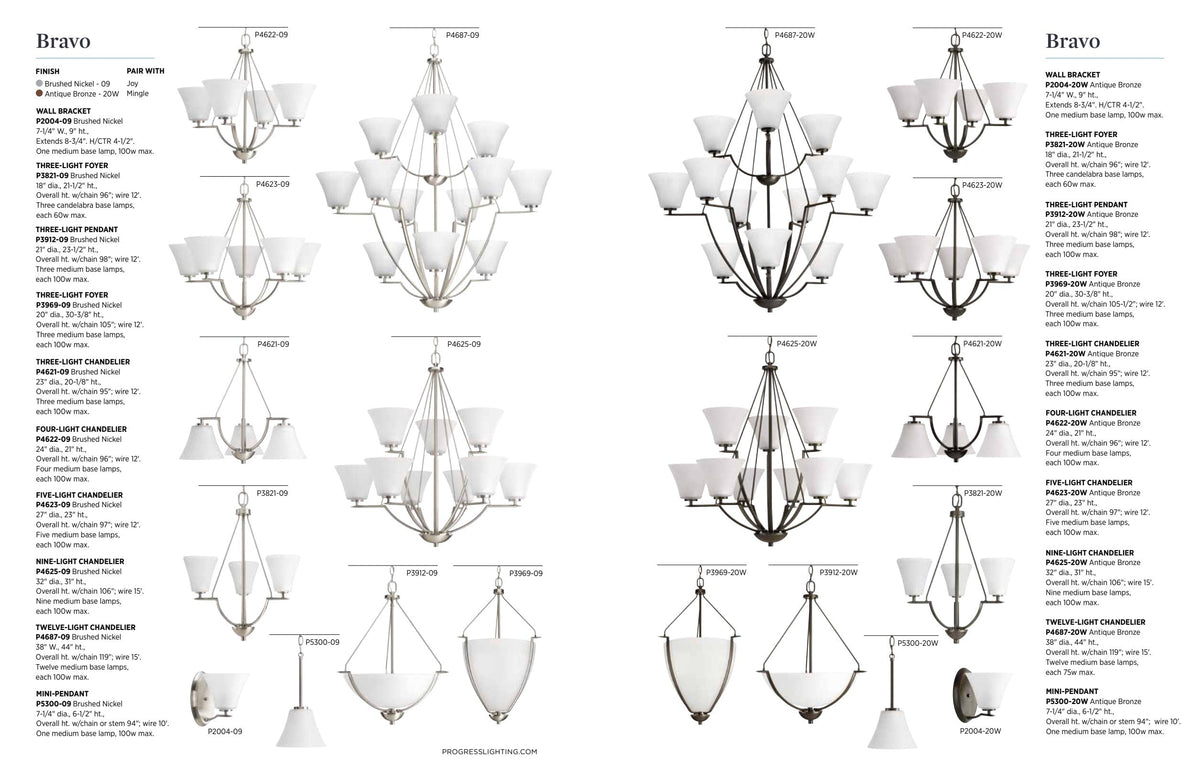 Progress Lighting Bravo 4-Light Brushed Nickel Transitional Chandelier