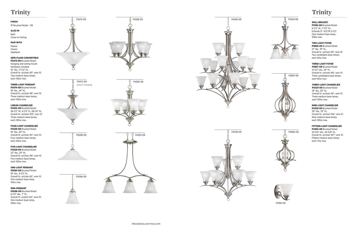 Progress Lighting Trinity 9-Light Antique Bronze Transitional Chandelier