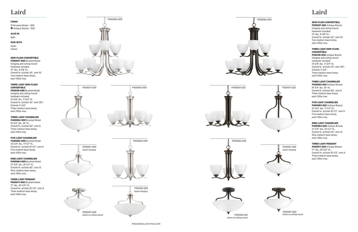 Progress Lighting Laird 5-Light Stainless Steel Farmhouse Linear Medium Hanging Pendant Light