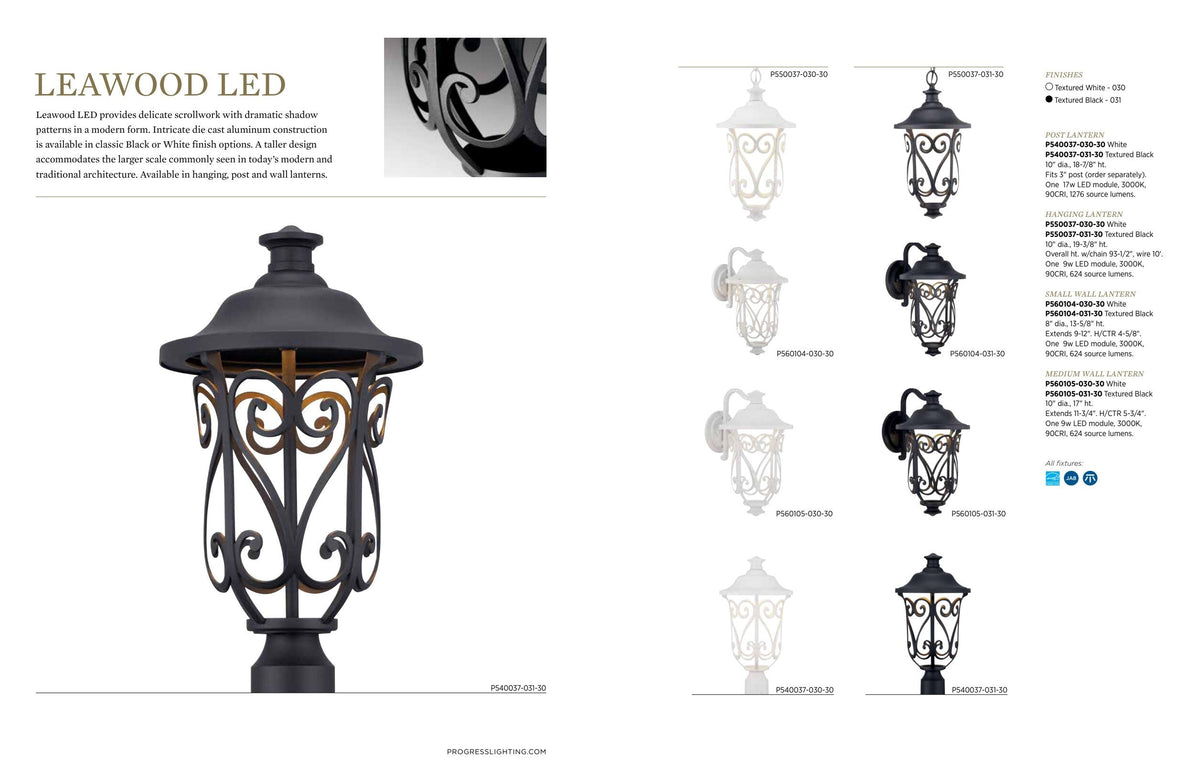 Progress Lighting Leawood LED 17-Watt 18.875-in White Transitional Outdoor Post Light