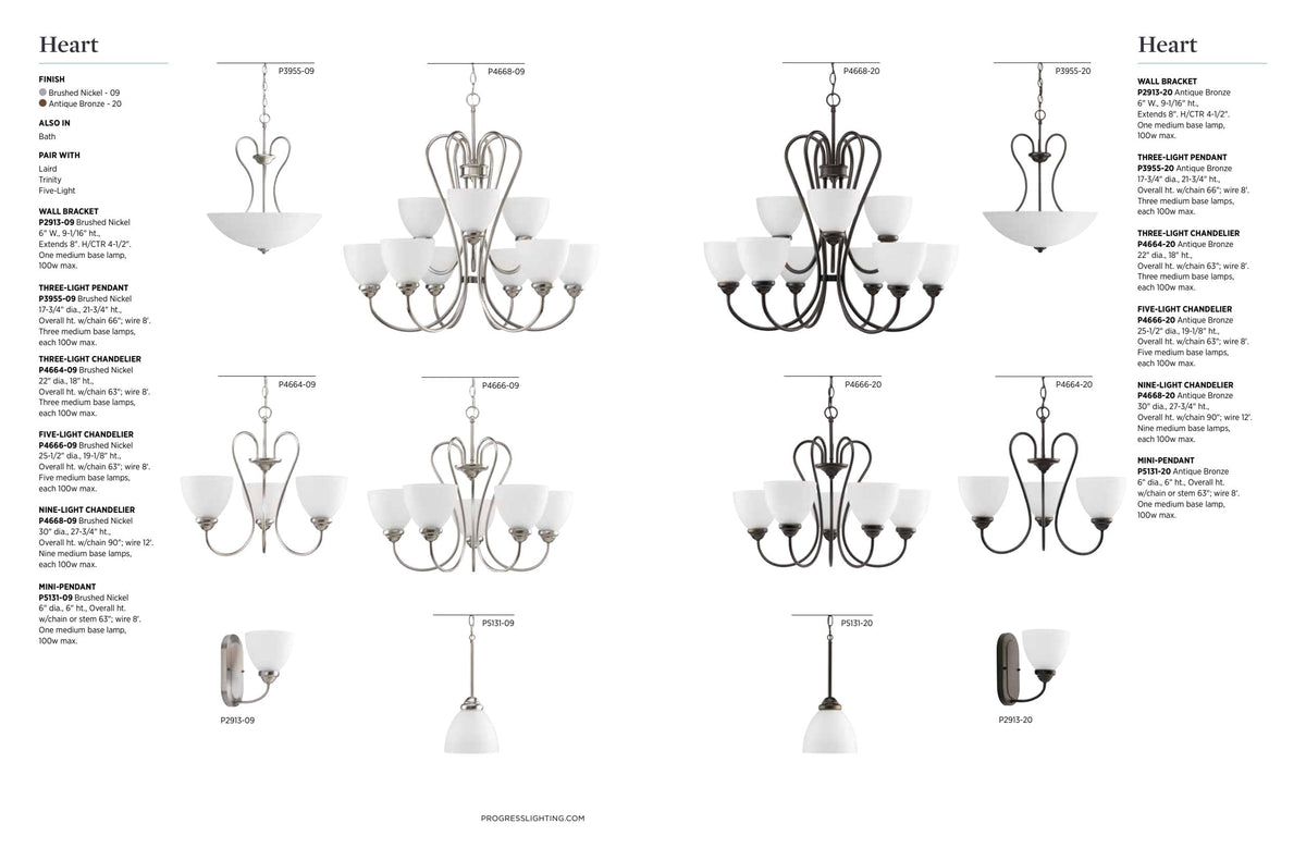 Progress Lighting Heart 5-Light Brushed Nickel Transitional Chandelier