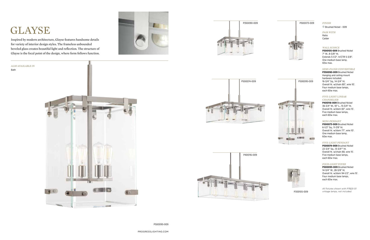 Progress Lighting Glayse 5-Light Antique Bronze Modern/Contemporary Clear Glass Linear Large Hanging Kitchen Island Light