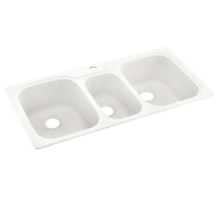 Swan Drop-In/Undermount Solid Surface 44-in 1-Hole 40/20/40 Triple-Bowl Kitchen Sink in Tahiti Ivory