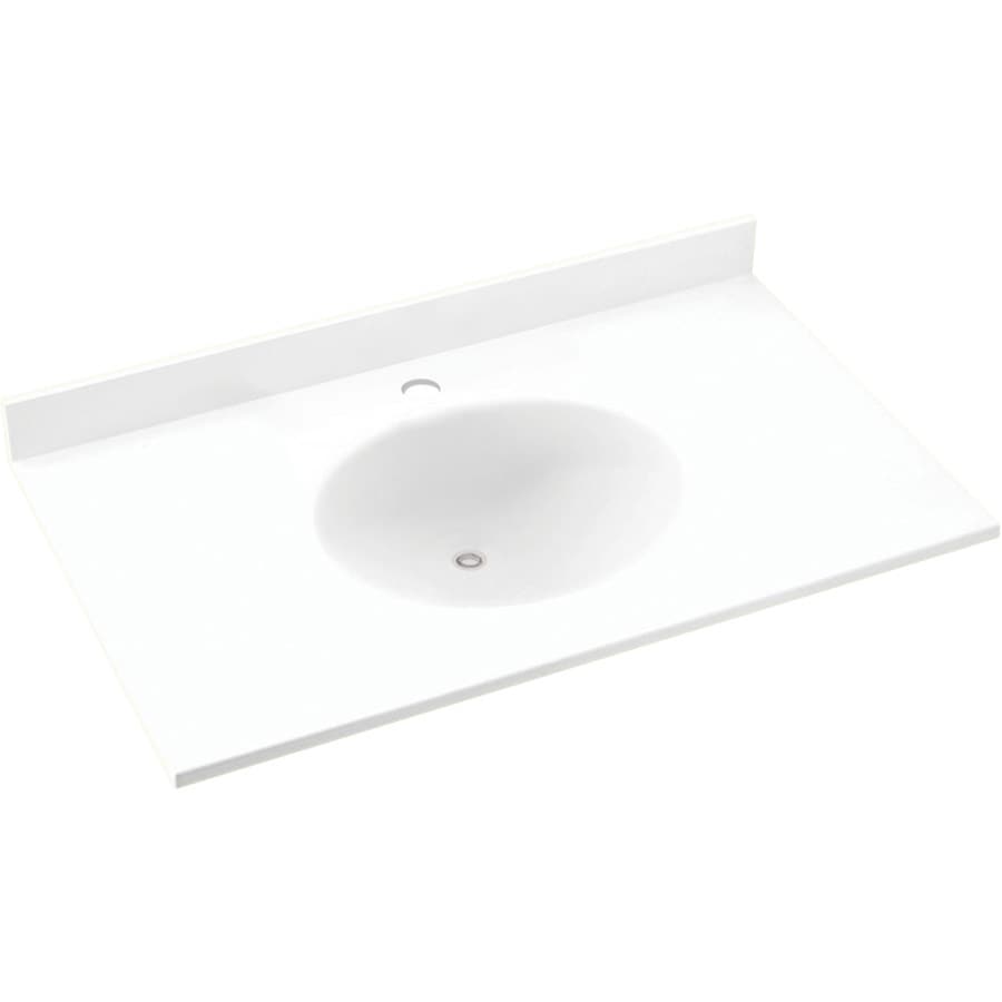 SWAN Ellipse 43-in White Solid Surface Bathroom Vanity Top